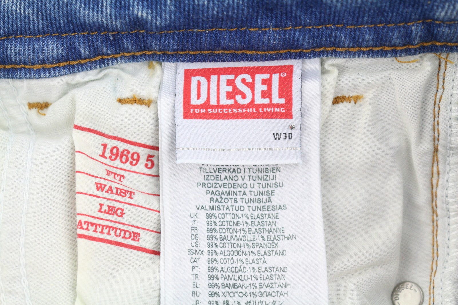 DIESEL 1969 D-Ebbey 09E86 Women Jeans W30/L32 Blue Faded Low Waist Bootcut Fit