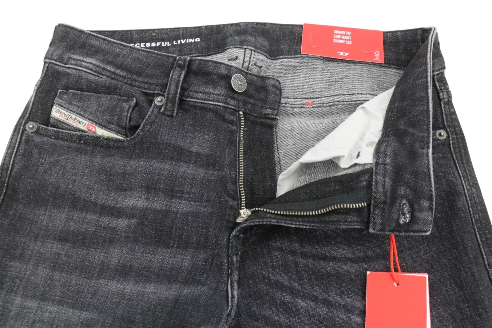 DIESEL 1979 Sleenker 09G36 Men Jeans W30/L32 Black Faded Low Waist Skinny Fit