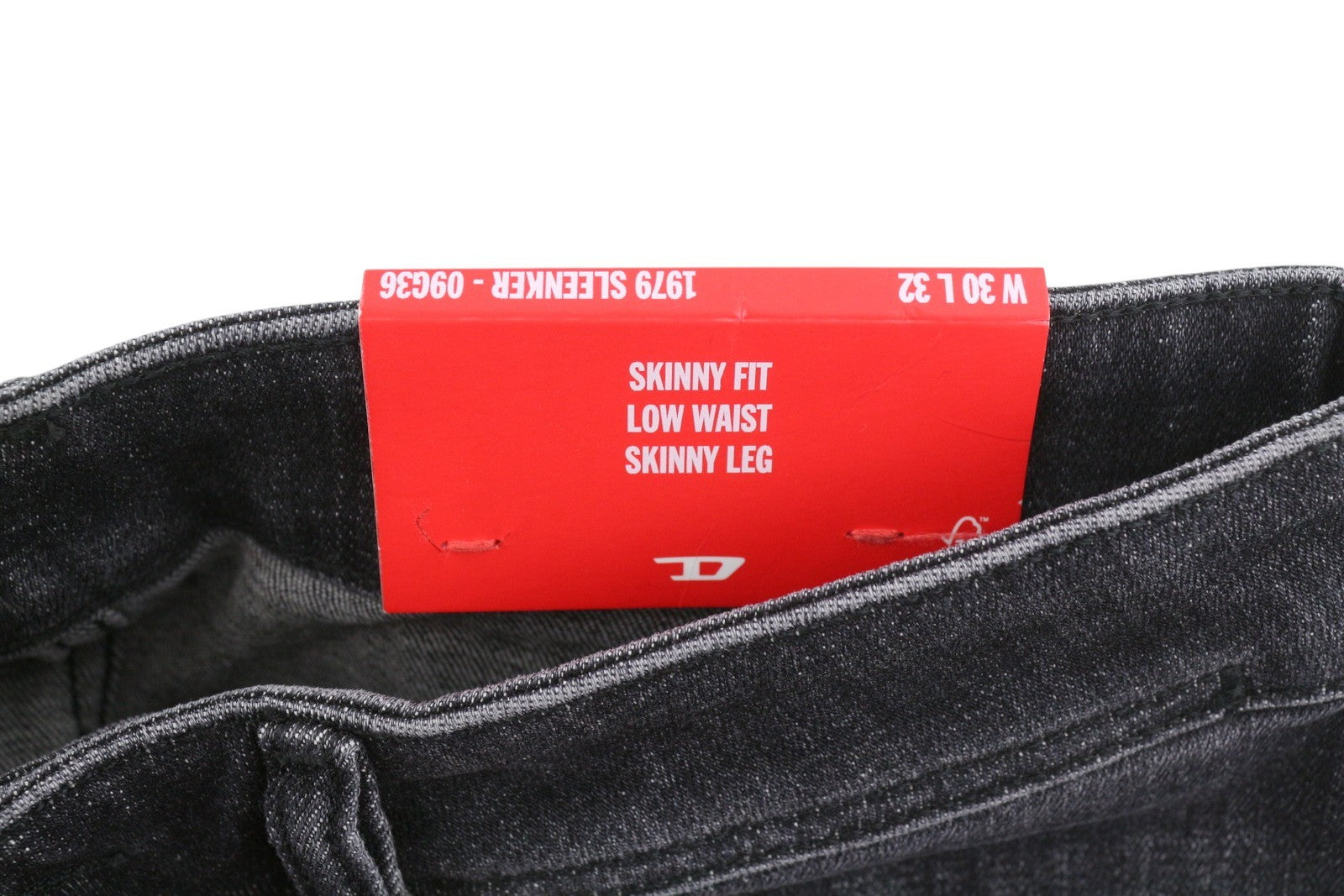 DIESEL 1979 Sleenker 09G36 Men Jeans W30/L32 Black Faded Low Waist Skinny Fit