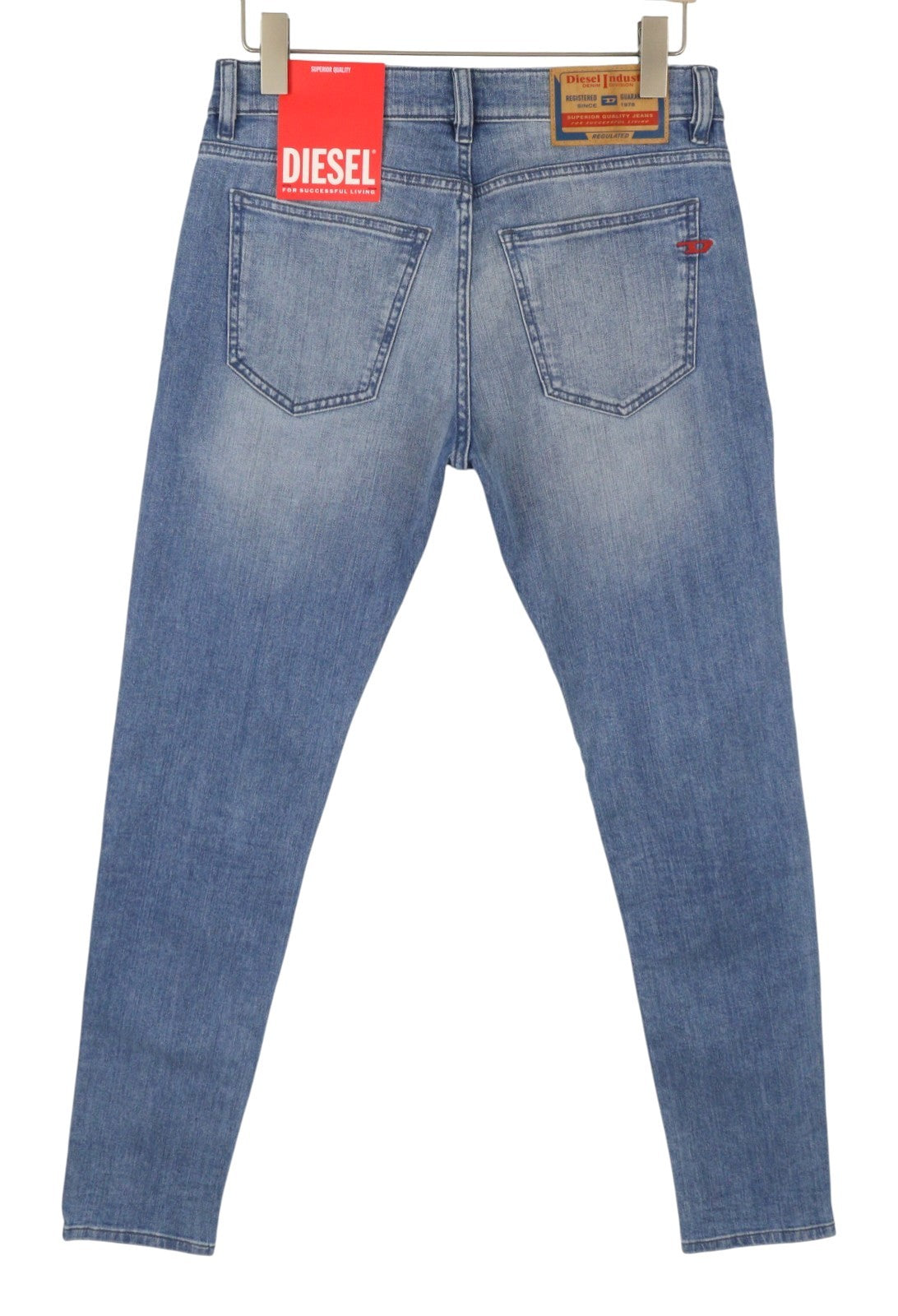 DIESEL 2019 D-Strukt 0GRDI Men Jeans W31/L34 Blue Whiskers Faded Slim Fit