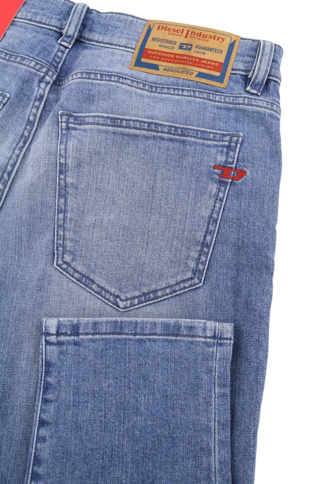 DIESEL 2019 D-Strukt 0GRDI Men Jeans W31/L34 Blue Whiskers Faded Slim Fit