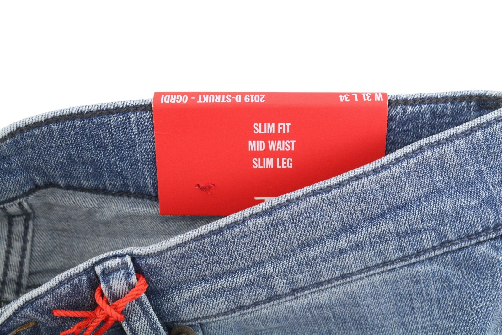 DIESEL 2019 D-Strukt 0GRDI Men Jeans W31/L34 Blue Whiskers Faded Slim Fit
