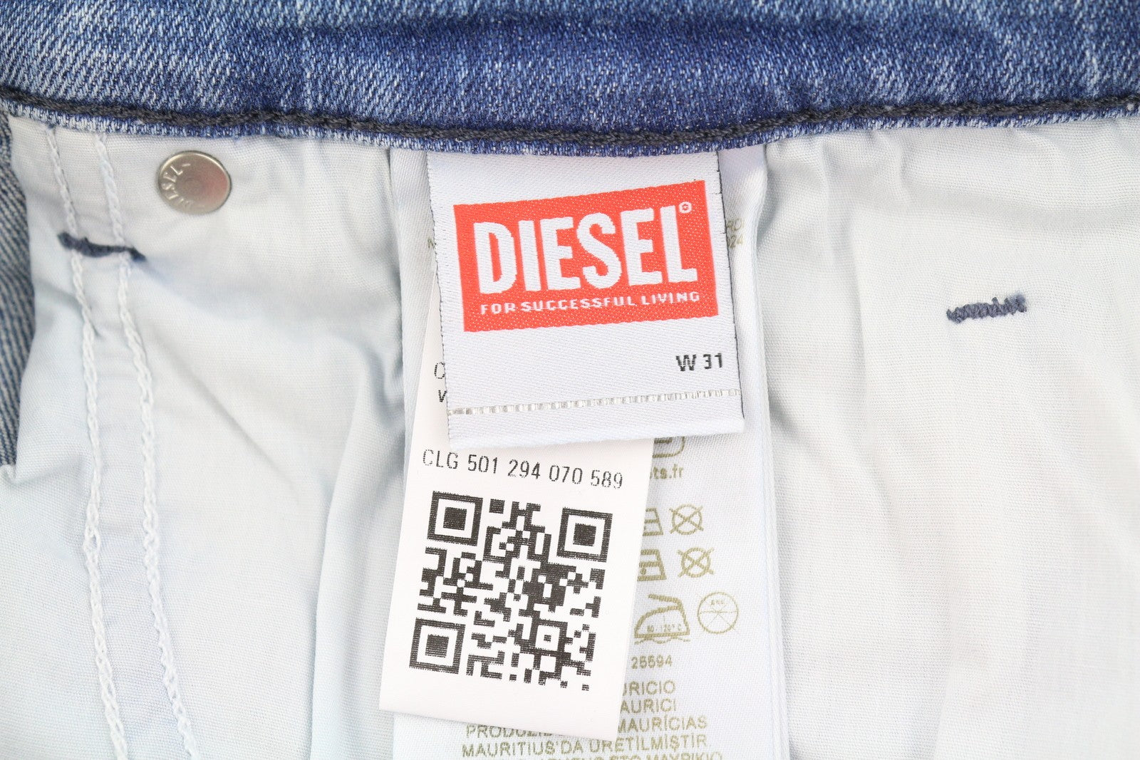 DIESEL 2019 D-Strukt 0GRDI Men Jeans W31/L34 Blue Whiskers Faded Slim Fit