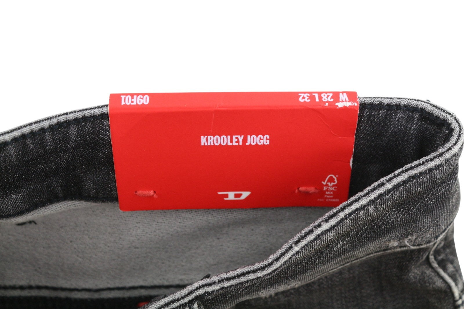 DIESEL Krooley Jogg 09F01 Men Jeans W28/L32 Black Whiskers Faded Slim RRP295