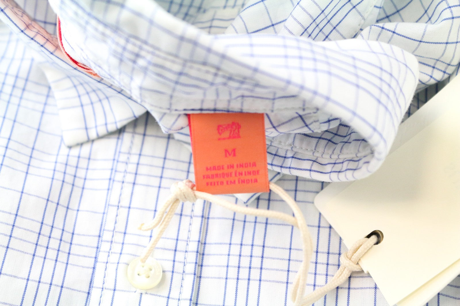 SCOTCH & SODA Men Shirt M Blue White Patch Pocket Checked Button-Up Pure Cotton