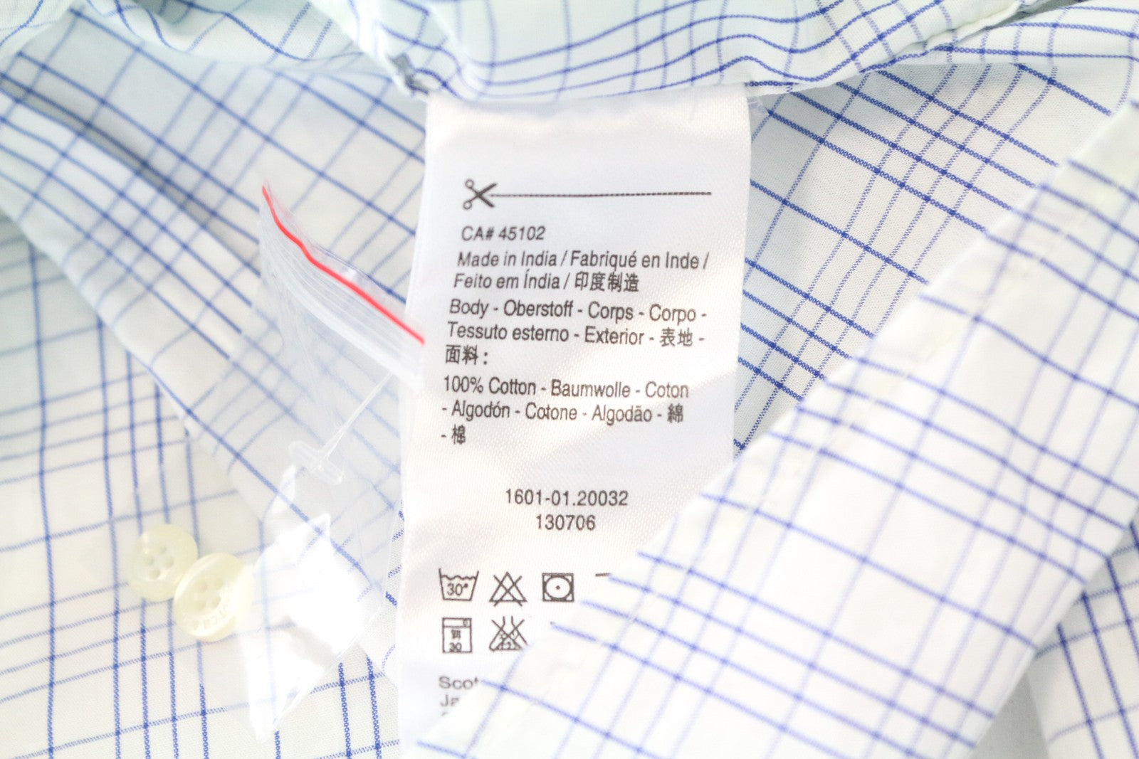 SCOTCH & SODA Men Shirt M Blue White Patch Pocket Checked Button-Up Pure Cotton