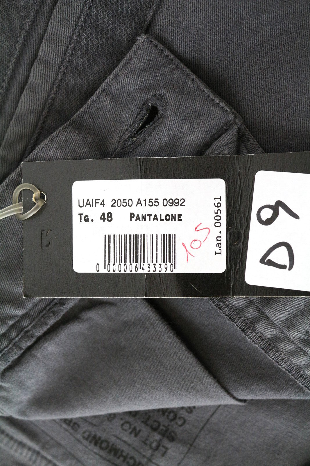 RICHMOND X Men Trousers 48 Slim Fit Button-Fly Stretchy Grey Cotton Blended