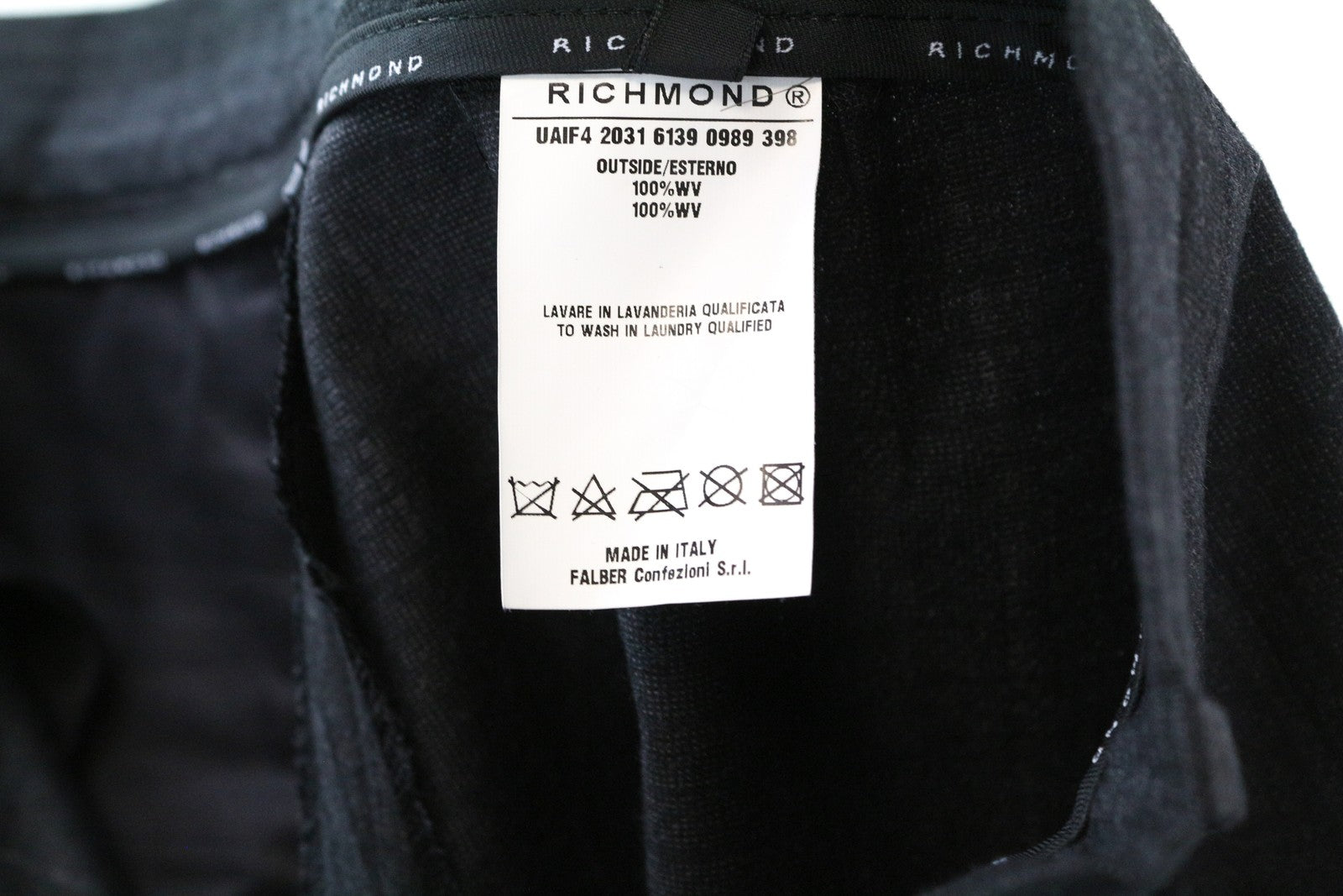 RICHMOND X Men Trousers 48 Straight Checked Zip-Fly Virgin Wool Chino Style