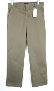 RICHMOND X Men Trousers 48 Straight Khaki Green Zip-Fly Stretchy Chino Style