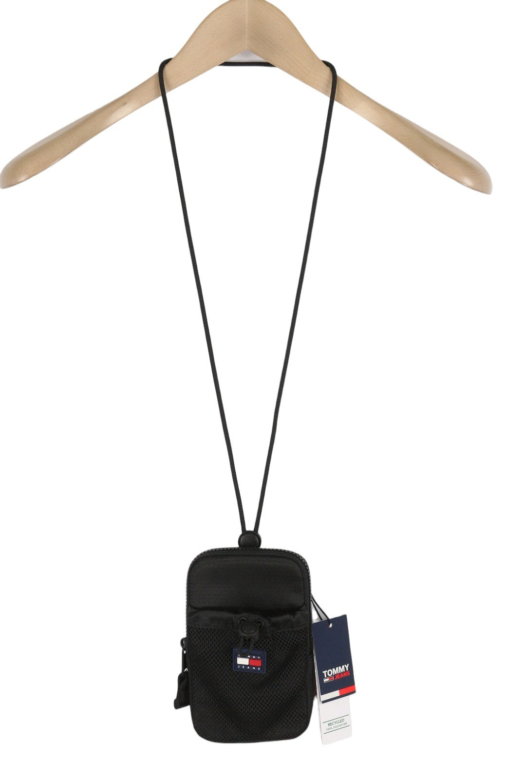 TOMMY HILFIGER Modern Tech Phone Pouch Men Bag Black Zipper Drawstring Unisex