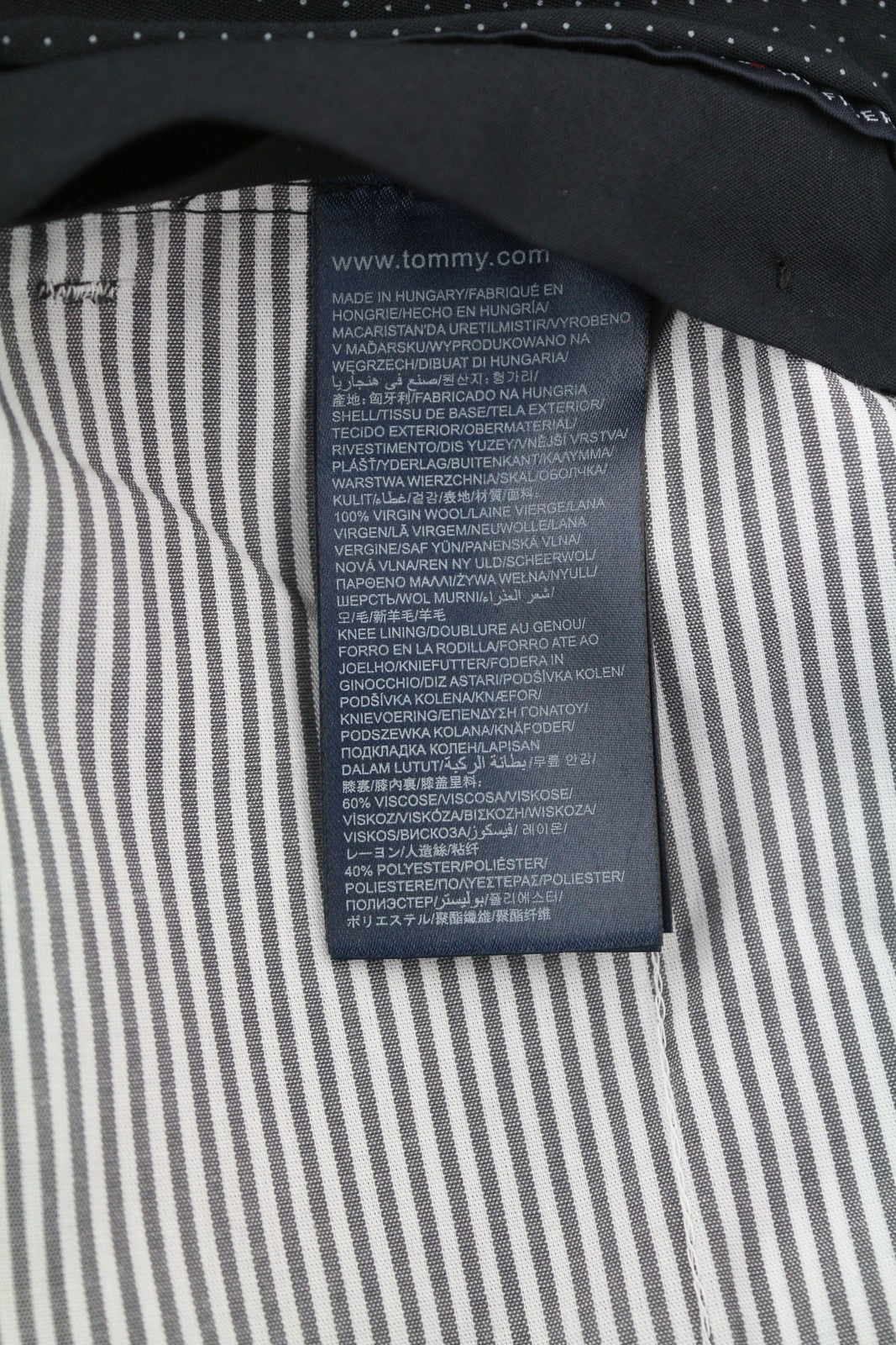 TOMMY HILFIGER Rhames Men Trousers W33 94 Long Grey Wool Patterned Tapered Flat
