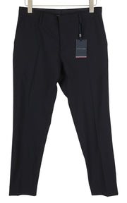 TOMMY HILFIGER Men Trousers 48 Dark Blue THFlex Wool Blend Slim Fit Flat Front
