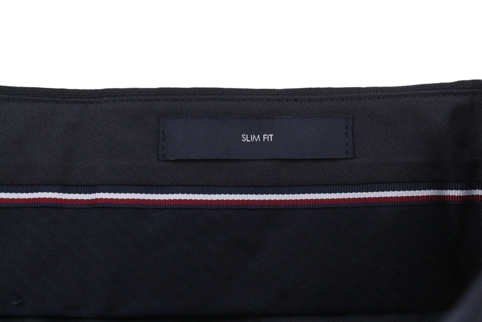 TOMMY HILFIGER Men Trousers 48 Dark Blue THFlex Wool Blend Slim Fit Flat Front