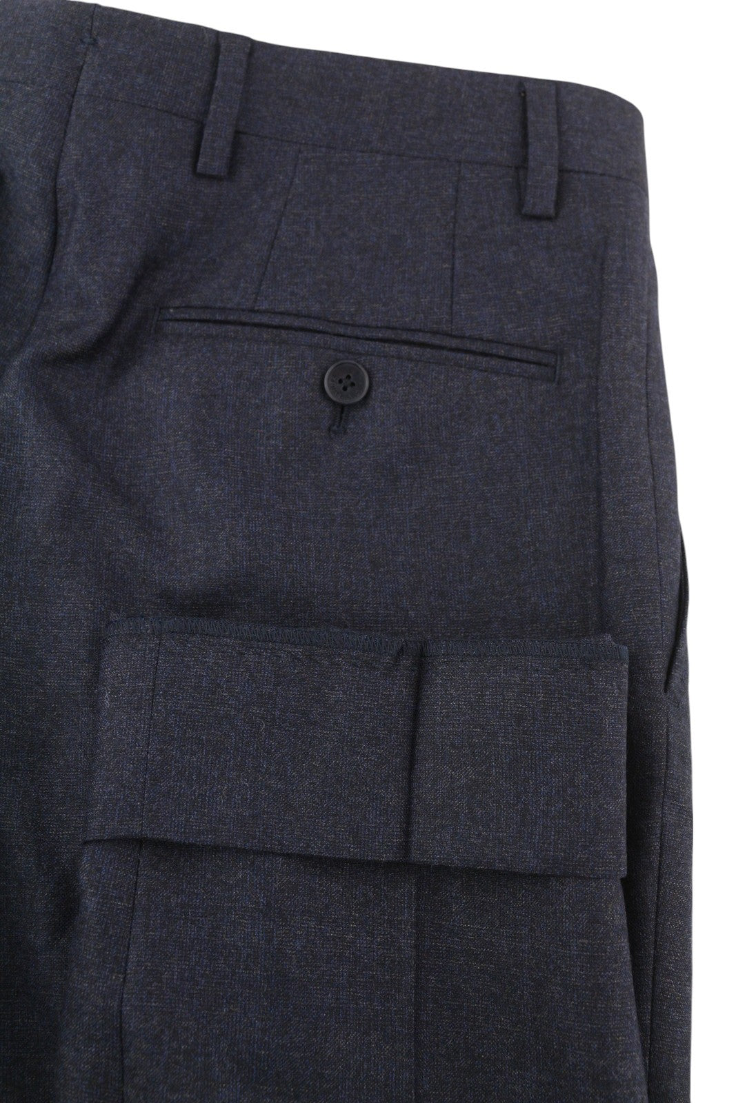 TOMMY HILFIGER Lardini Men Trousers 46 Blue Patterned Wool Cashmere Slim Fit