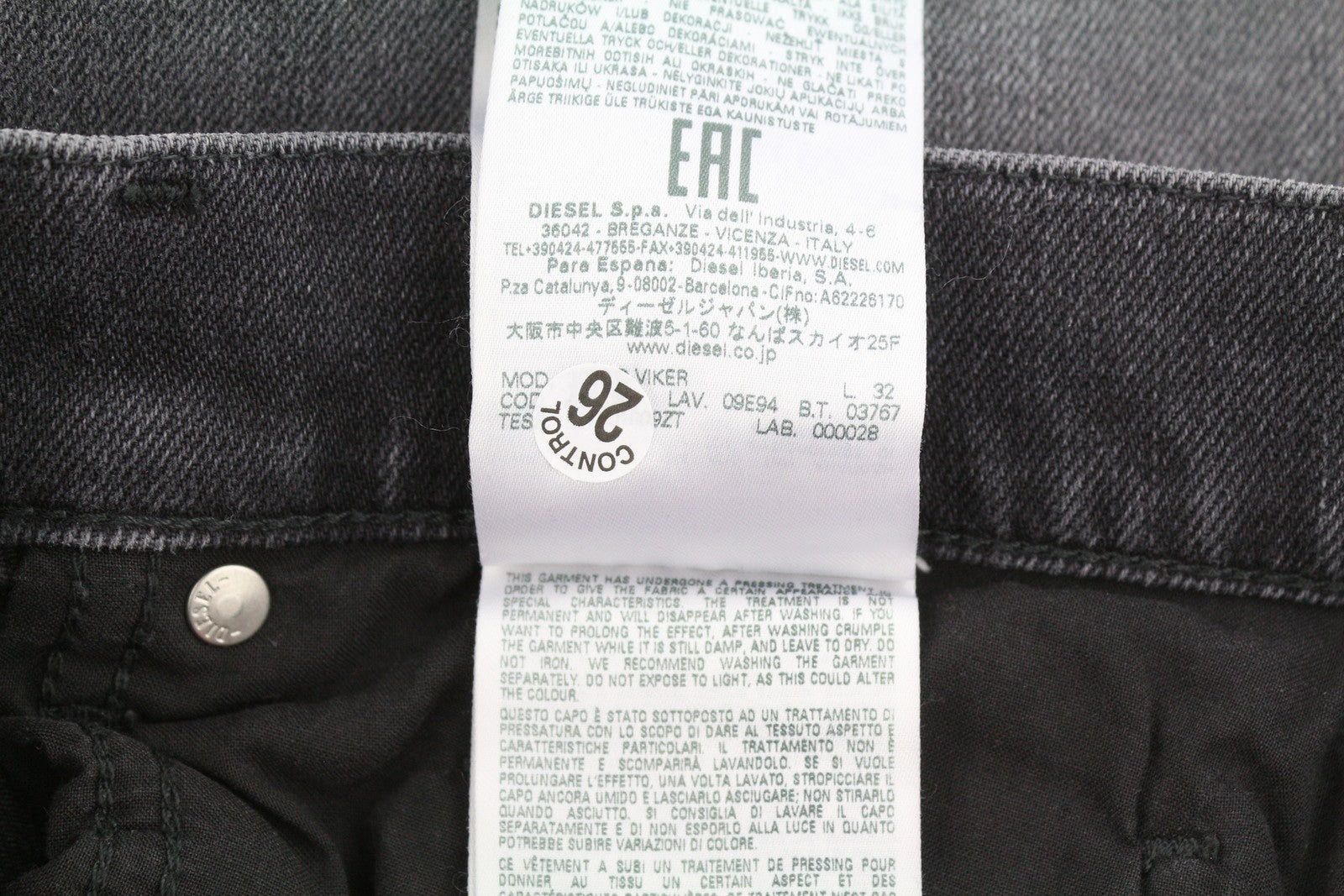 DIESEL 2020 D-Viker 09E94 Men Jeans W30/L32 Grey Faded Regular Straight Leg