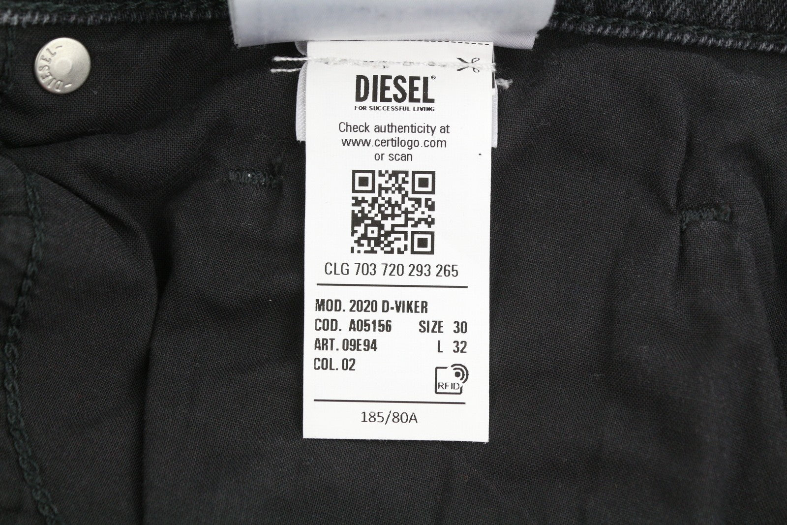 DIESEL 2020 D-Viker 09E94 Men Jeans W30/L32 Grey Faded Regular Straight Leg