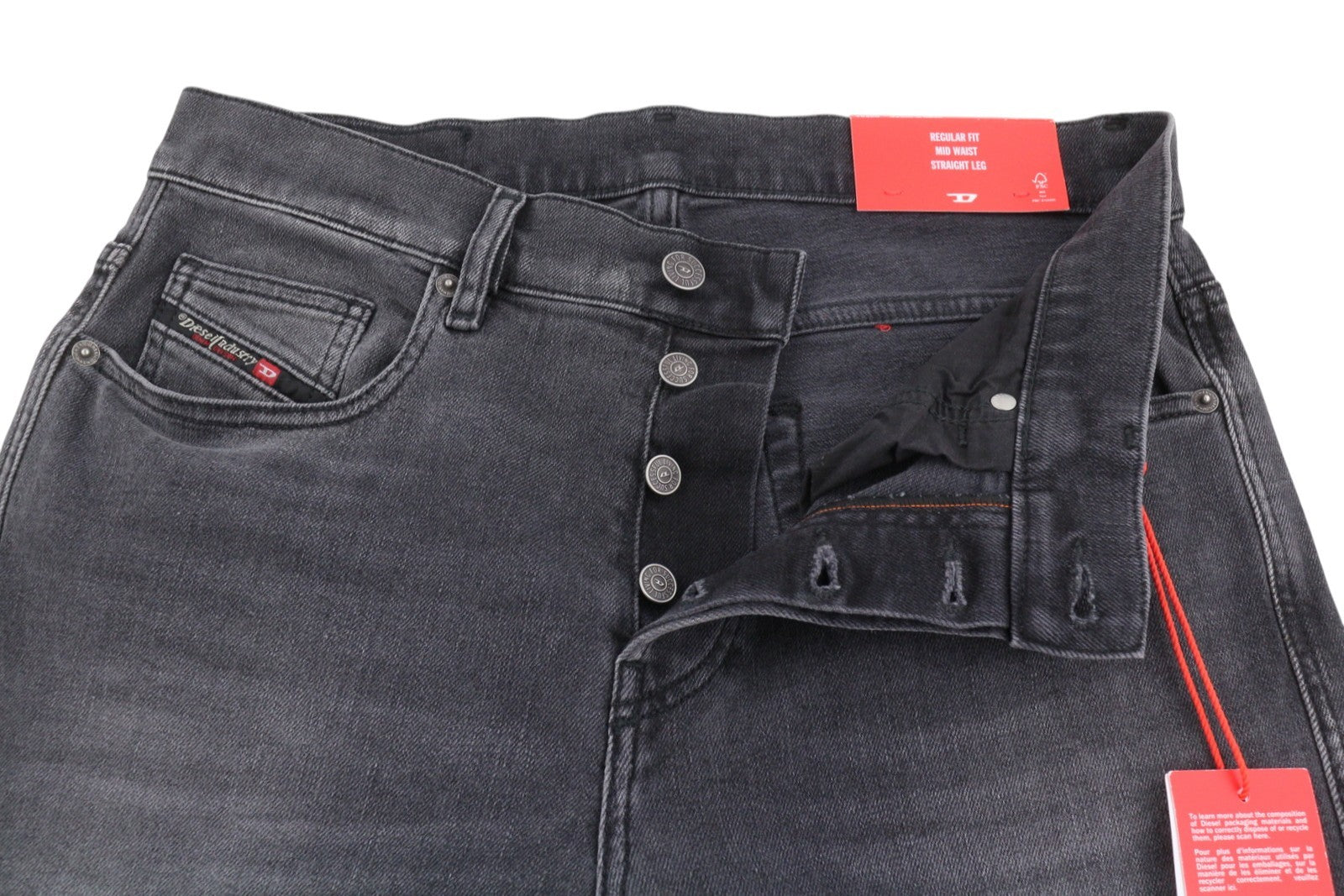 DIESEL 2020 D-Viker 09E94 Men Jeans W30/L32 Grey Faded Regular Straight Leg