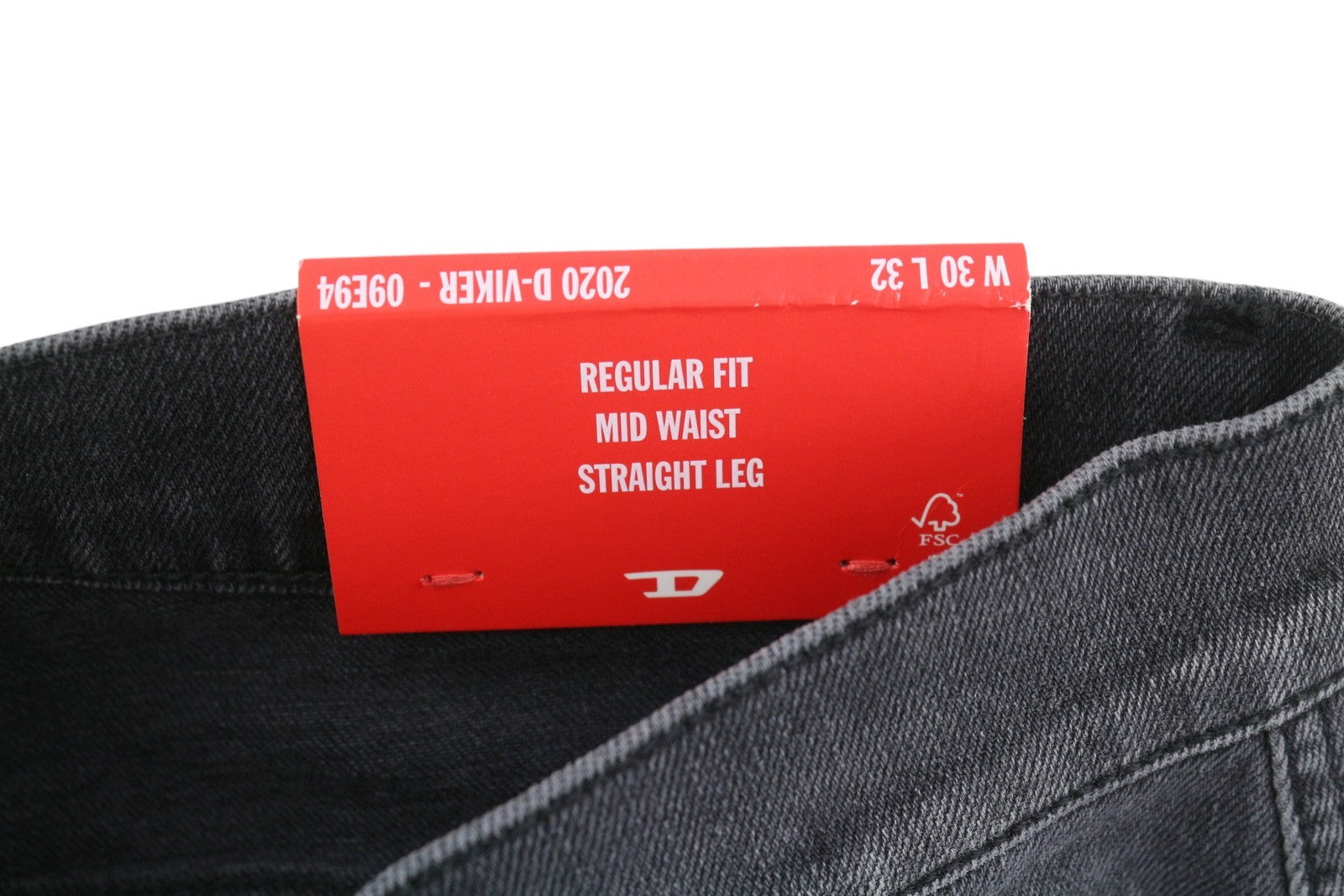 DIESEL 2020 D-Viker 09E94 Men Jeans W30/L32 Grey Faded Regular Straight Leg