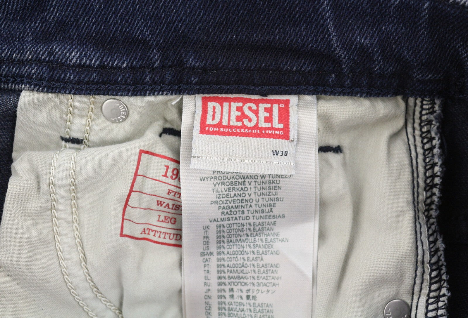 DIESEL 1956 D-Tulip 09G40 Women Jeans W30/L30 Regular Straight Leg High Waist