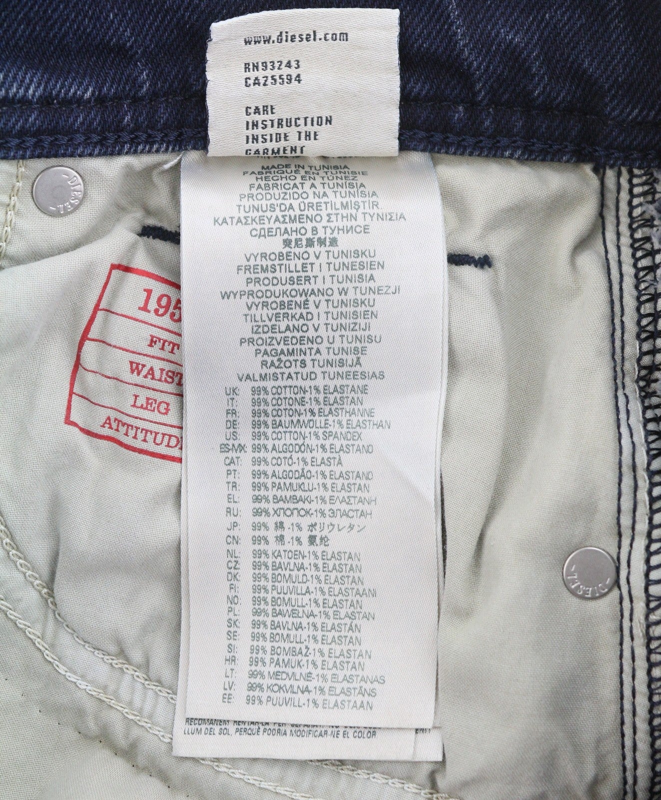 DIESEL 1956 D-Tulip 09G40 Women Jeans W30/L30 Regular Straight Leg High Waist