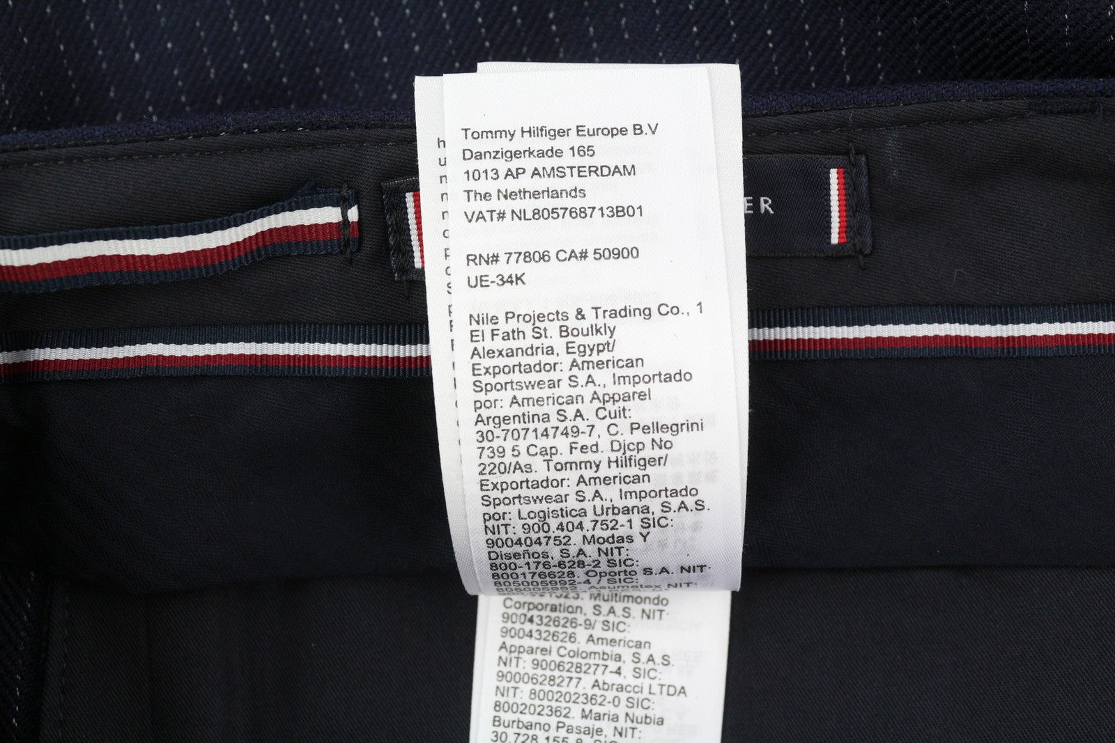TOMMY HILFIGER Wave Pinstripe Men Trousers W32 Blue Wool Blend Pleated RRP169