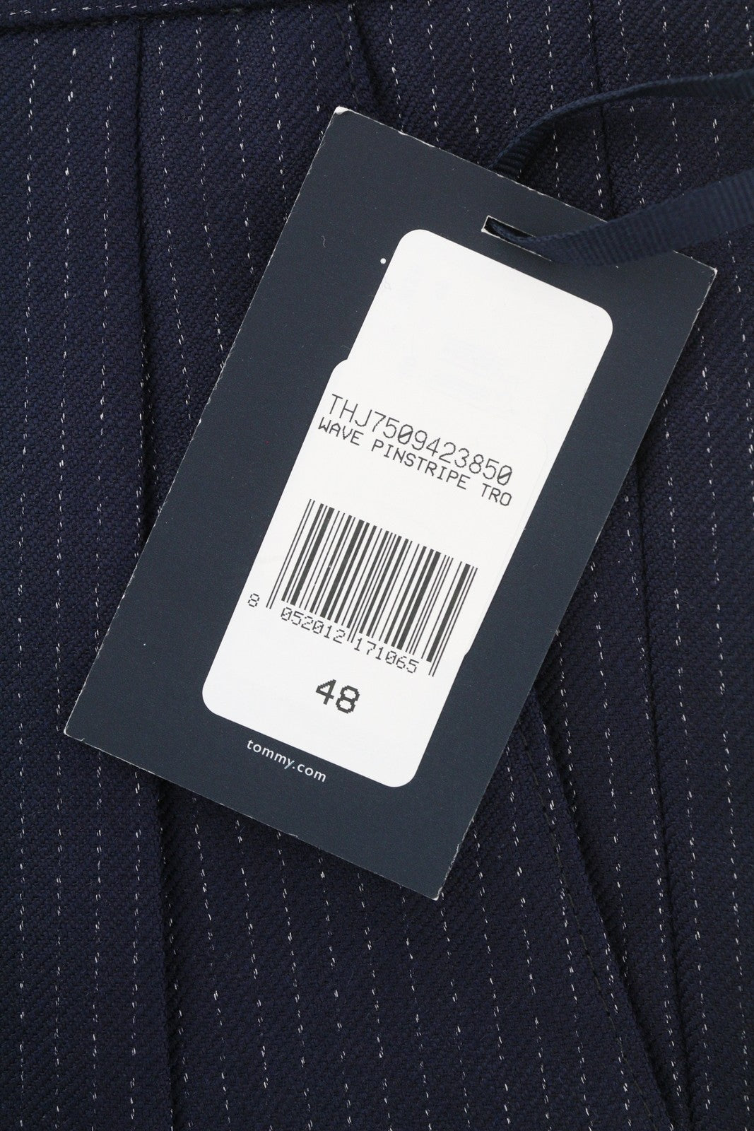 TOMMY HILFIGER Wave Pinstripe Men Trousers W32 Blue Wool Blend Pleated RRP169