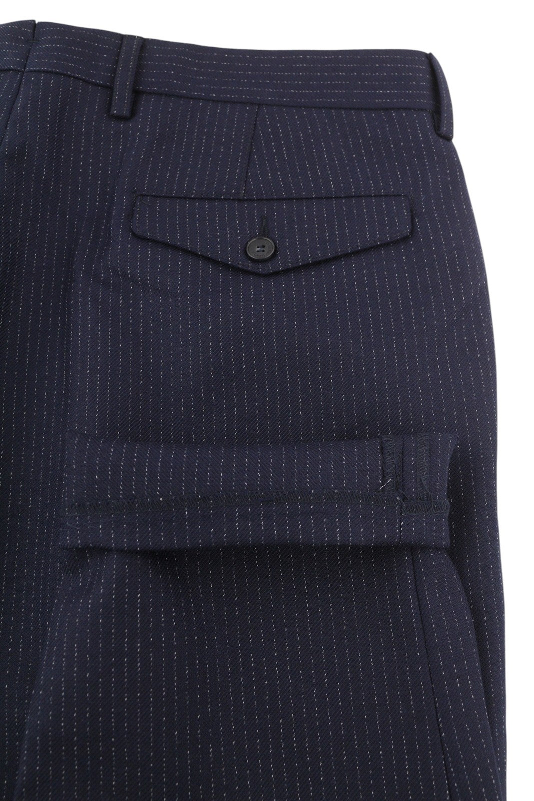 TOMMY HILFIGER Wave Pinstripe Men Trousers W32 Blue Wool Blend Pleated RRP169