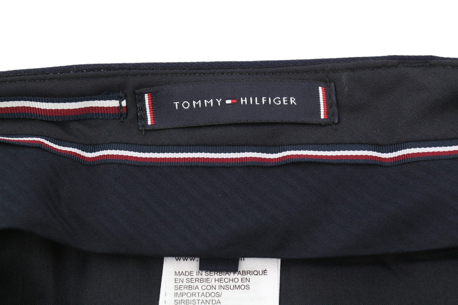 TOMMY HILFIGER Wave Pinstripe Men Trousers W32 Blue Wool Blend Pleated RRP169