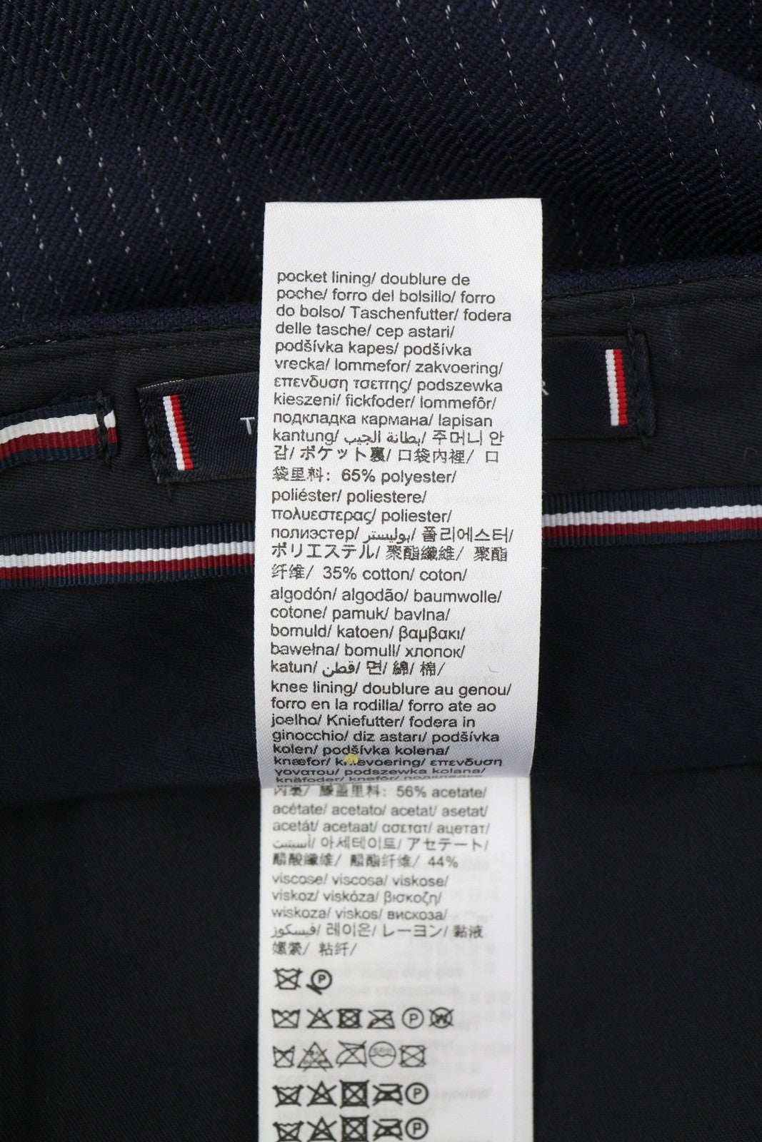 TOMMY HILFIGER Wave Pinstripe Men Trousers W32 Blue Wool Blend Pleated RRP169