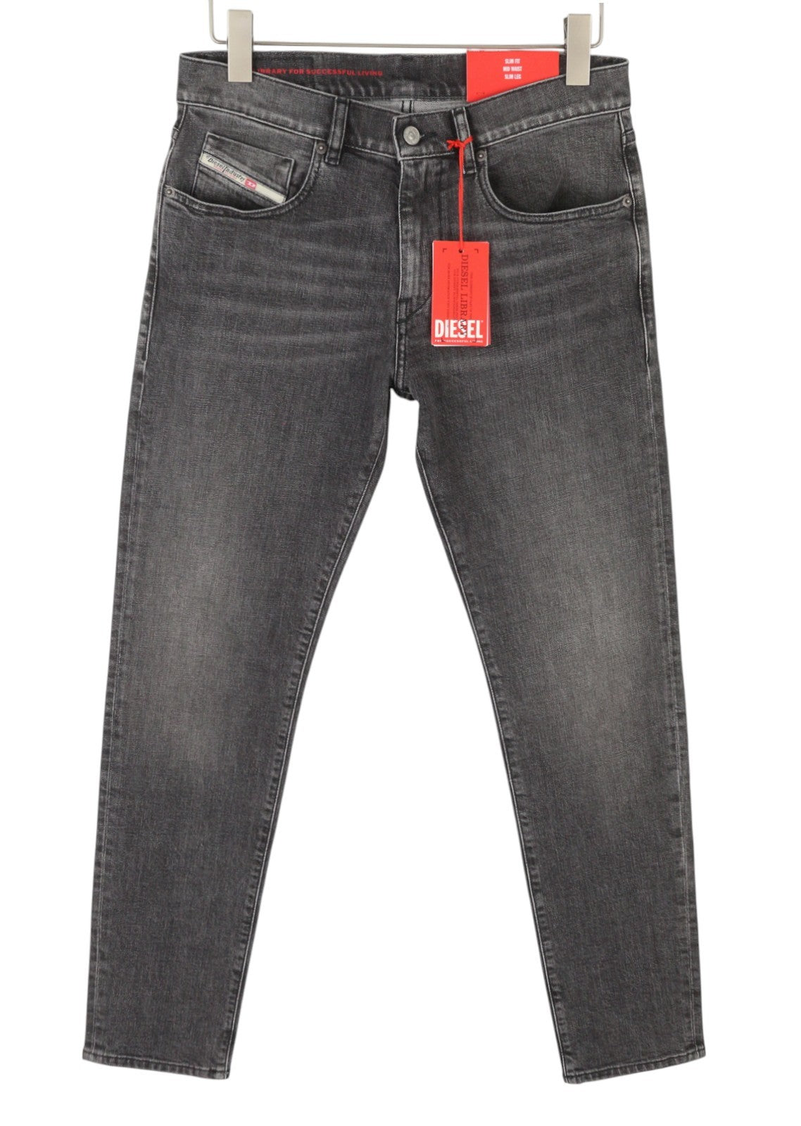 DIESEL 2019 D-Strukt 09C47 Men Jeans W30/L34 Grey Whiskers Faded Slim Fit