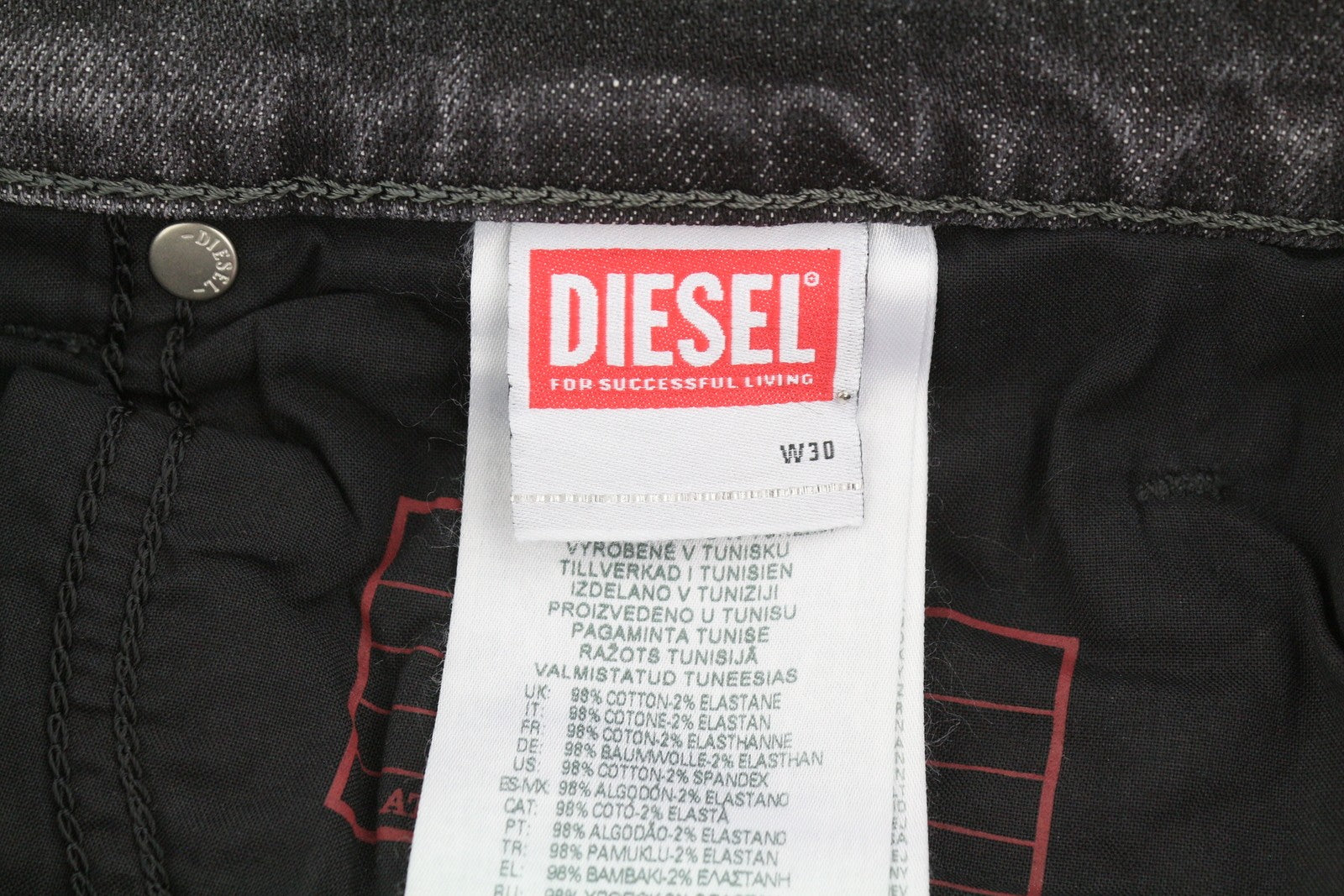 DIESEL 2019 D-Strukt 09C47 Men Jeans W30/L34 Grey Whiskers Faded Slim Fit