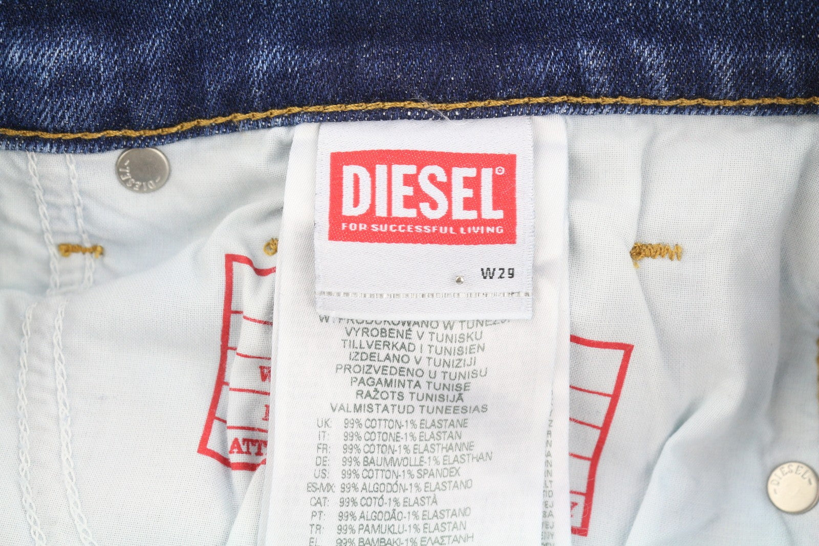 DIESEL 2019 D-Strukt 09G32 Men Jeans W29/L34 Blue Whiskers Faded Distress RRP180