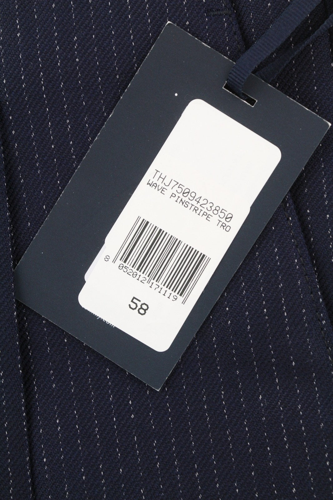 TOMMY HILFIGER Wave Pinstripe Men Trousers W40 Blue Wool Blend Pleated RRP169