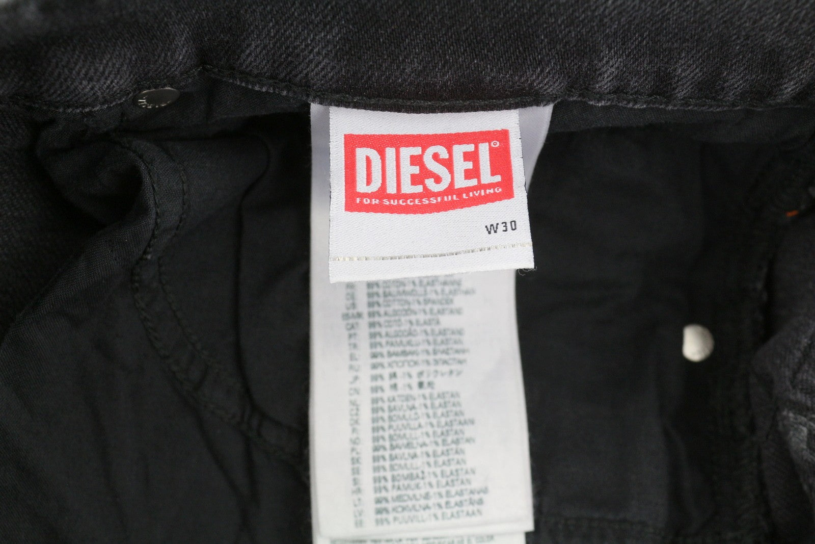 DIESEL 2019 D-Strukt 09E94 Men Jeans W30/L34 Grey Whiskers Faded Slim Fit