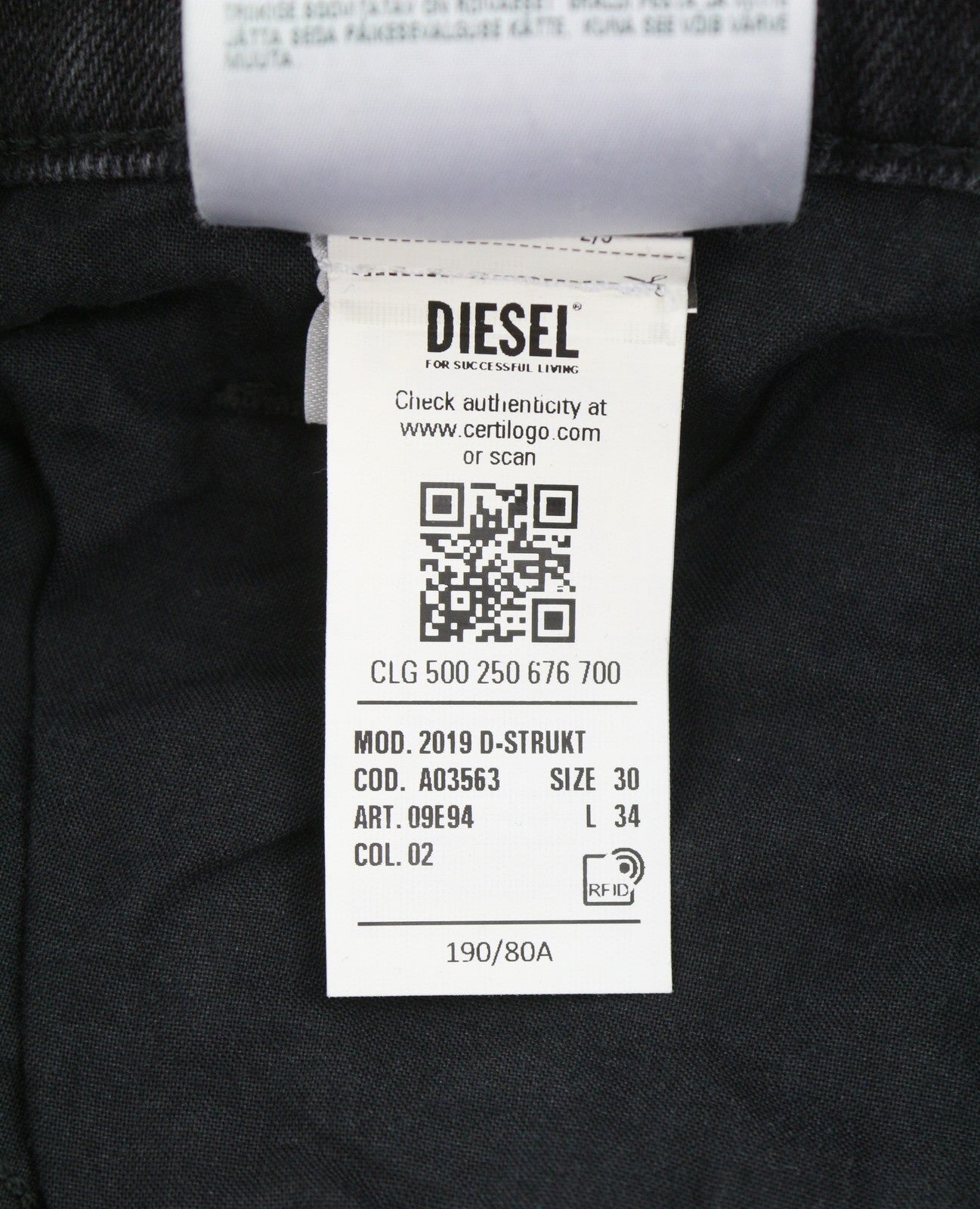 DIESEL 2019 D-Strukt 09E94 Men Jeans W30/L34 Grey Whiskers Faded Slim Fit