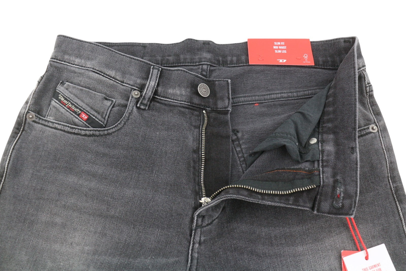 DIESEL 2019 D-Strukt 09E94 Men Jeans W30/L32 Grey Whiskers Faded Slim Fit