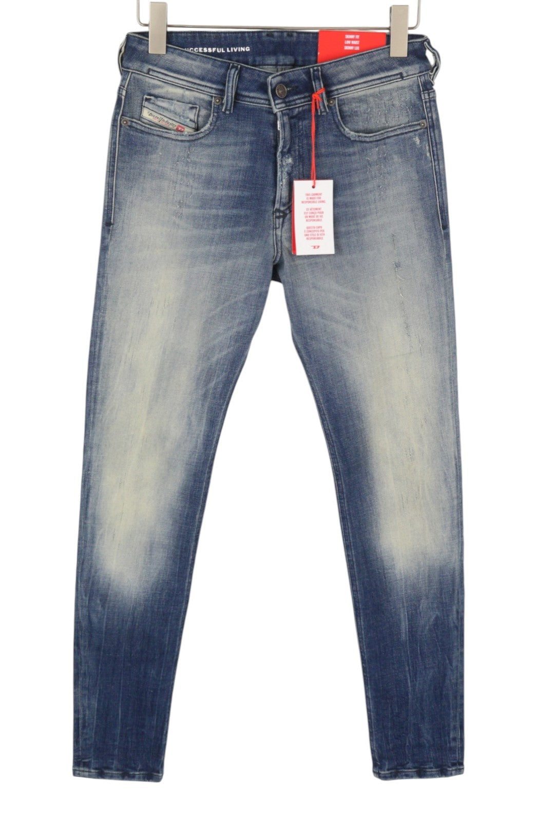 DIESEL 1979 Sleenker 09G87 Men Jeans W32/L34 Blue Faded Low Waist Skinny RRP295