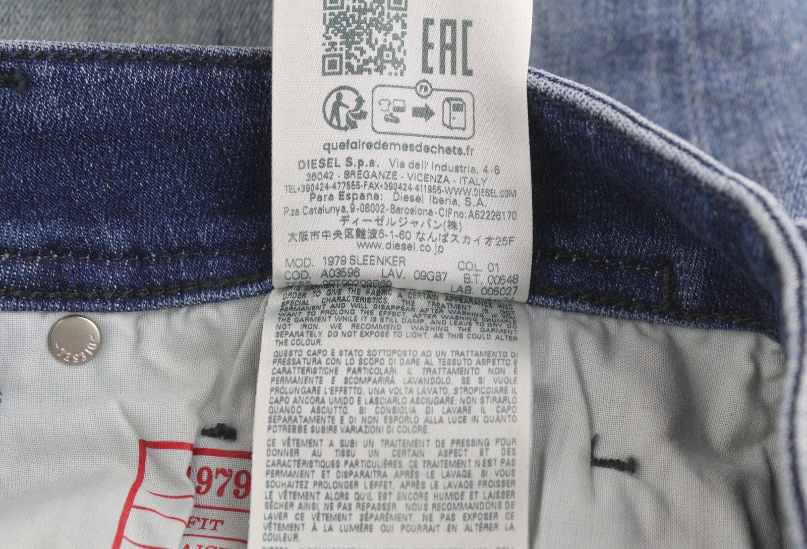 DIESEL 1979 Sleenker 09G87 Men Jeans W32/L34 Blue Faded Low Waist Skinny RRP295