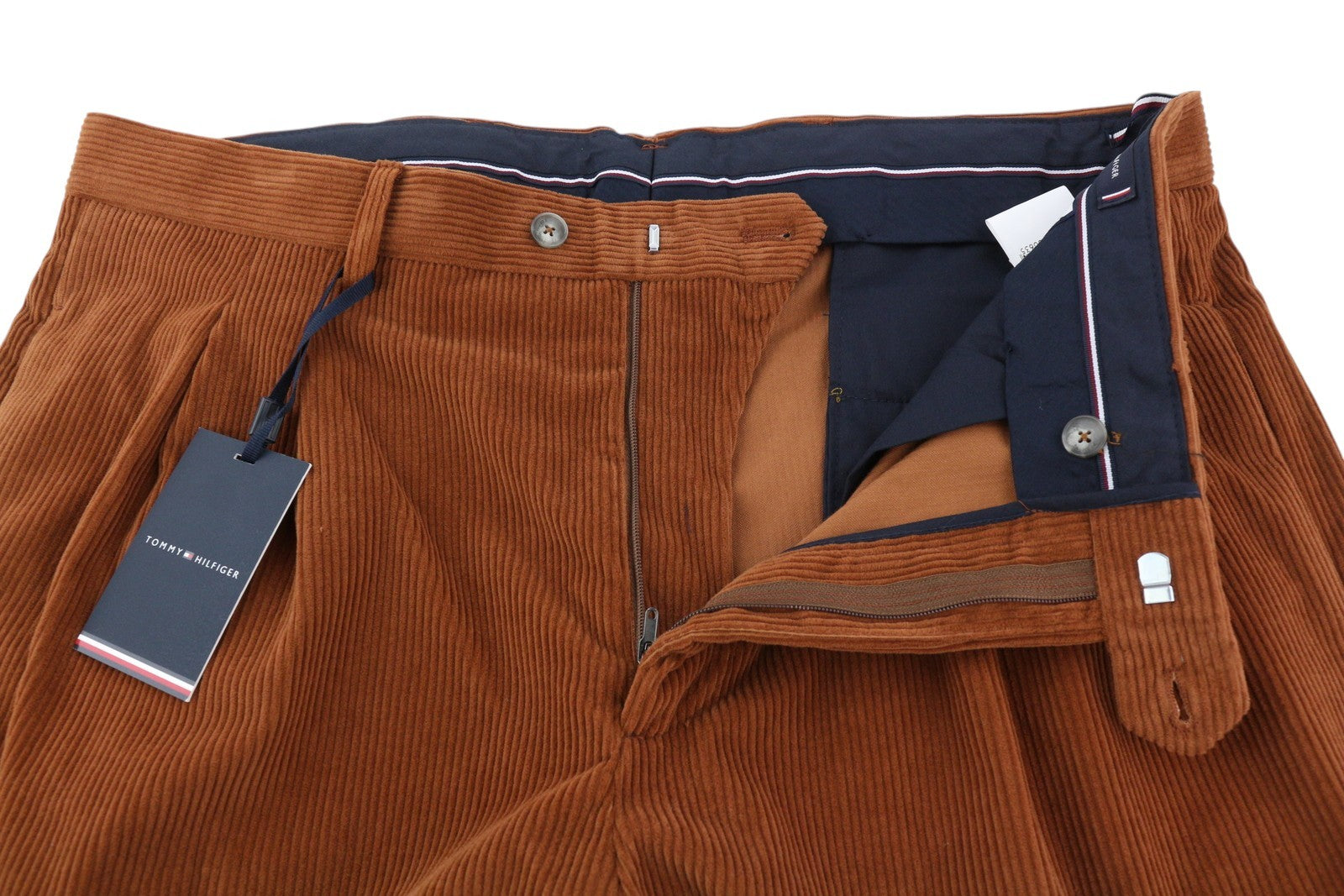 TOMMY HILFIGER Rock Velvet Lardini Men Trousers W35 Corduroy Pleated RRP139
