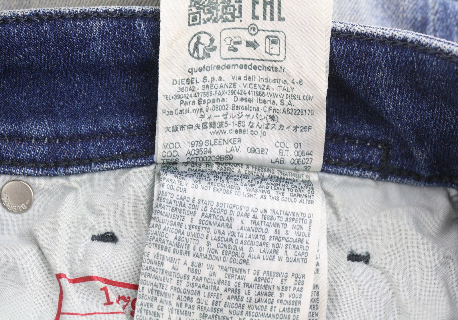DIESEL 1979 Sleenker 09G87 Men Jeans W30/L32 Blue Faded Low Waist Skinny RRP295