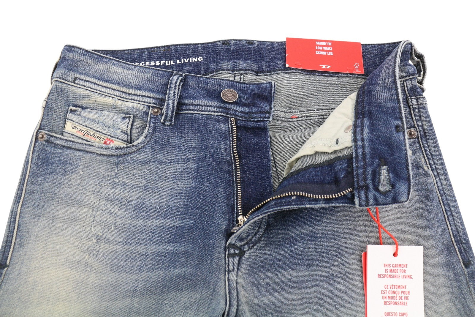 DIESEL 1979 Sleenker 09G87 Men Jeans W30/L32 Blue Faded Low Waist Skinny RRP295