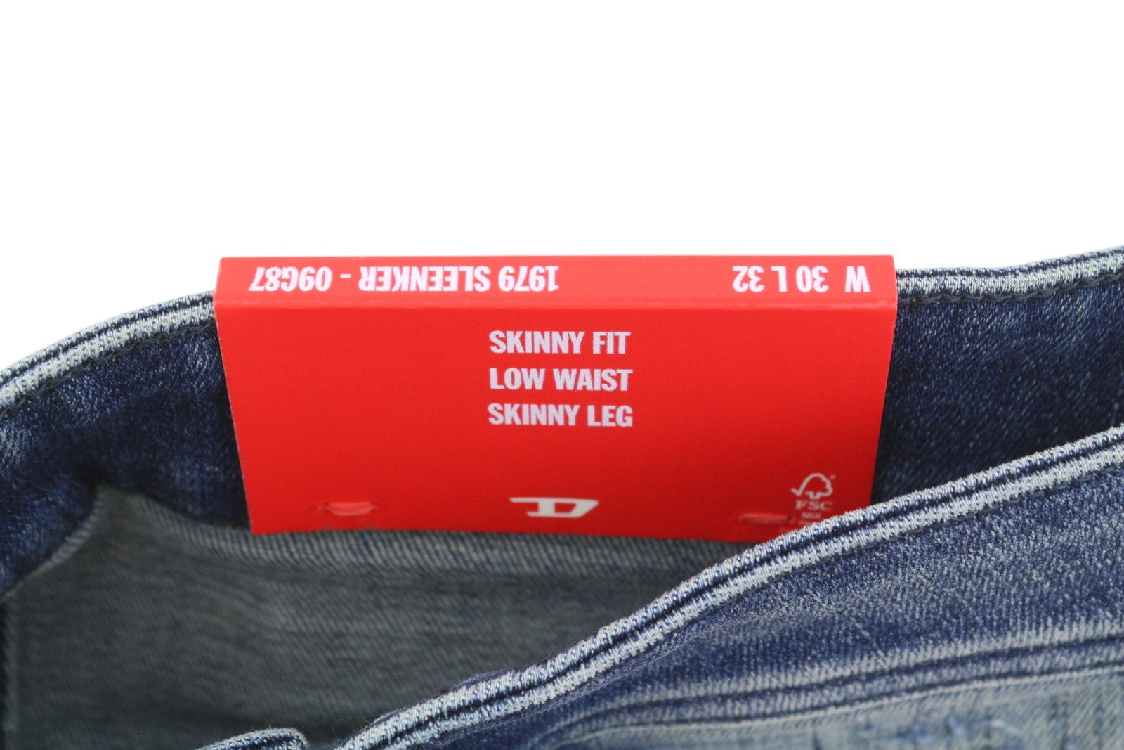 DIESEL 1979 Sleenker 09G87 Men Jeans W30/L32 Blue Faded Low Waist Skinny RRP295