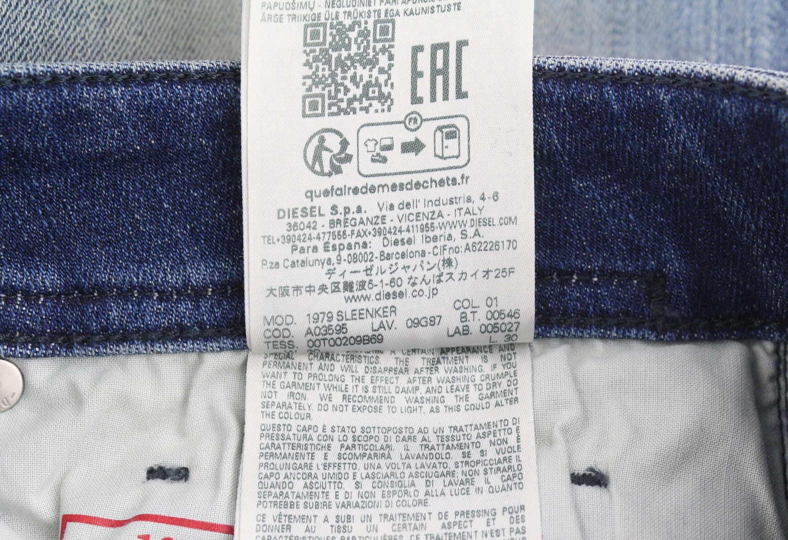 DIESEL 1979 Sleenker 09G87 Men Jeans W30/L30 Blue Faded Low Waist Skinny RRP295
