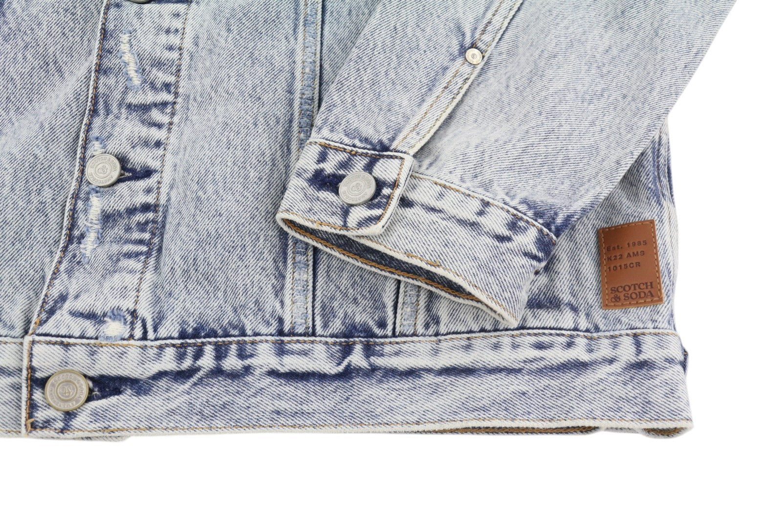SCOTCH & SODA Men Jacket M Blue Distress Faded Button-Up Trucker Denim