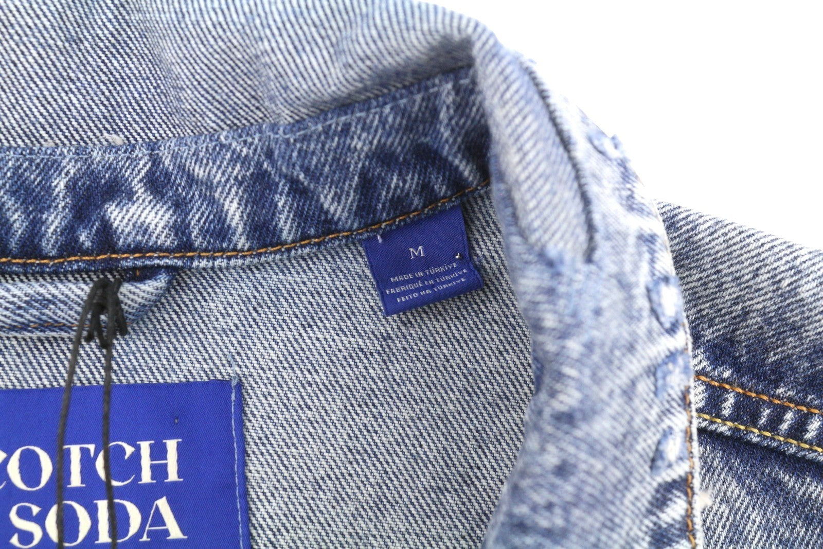 SCOTCH & SODA Men Jacket M Blue Distress Faded Button-Up Trucker Denim