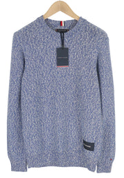 TOMMY HILFIGER Slub Yarn C NK Men Jumper S Blue Melange Knit Pull On RRP149