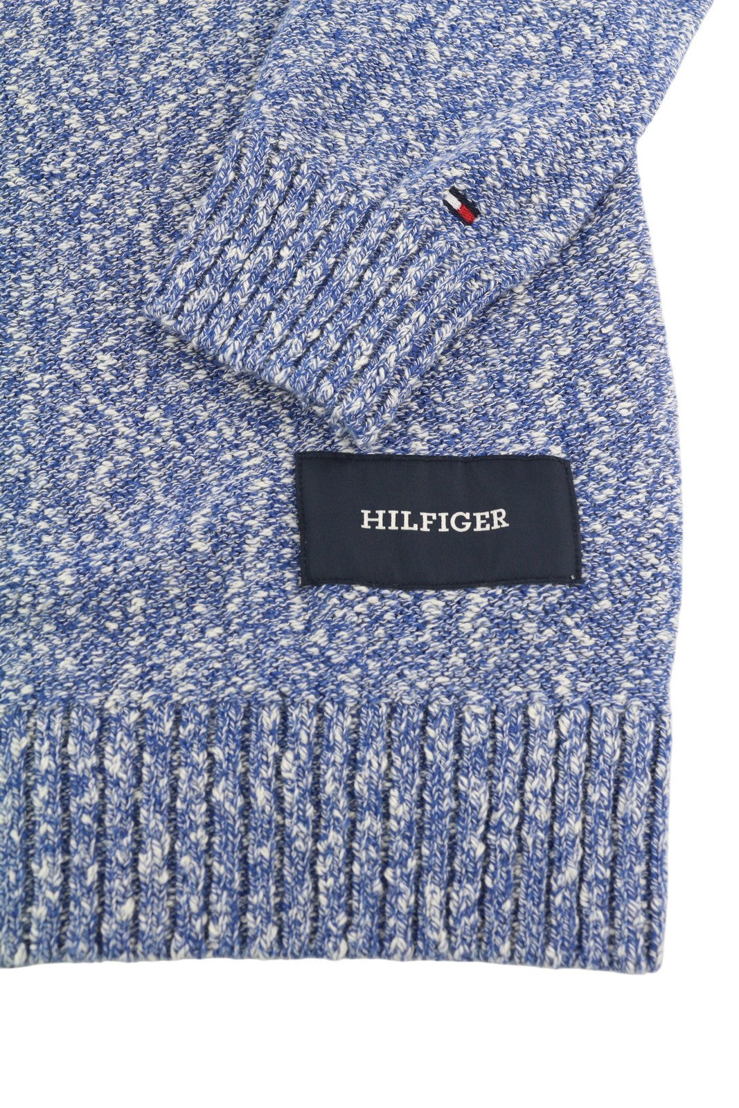 TOMMY HILFIGER Slub Yarn C NK Men Jumper S Blue Melange Knit Pull On RRP149