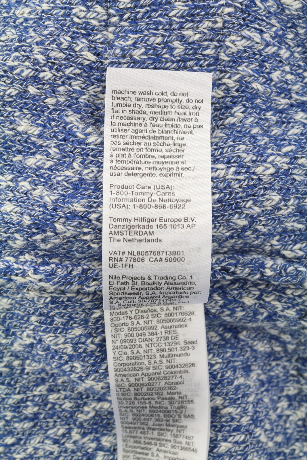 TOMMY HILFIGER Slub Yarn C NK Men Jumper S Blue Melange Knit Pull On RRP149