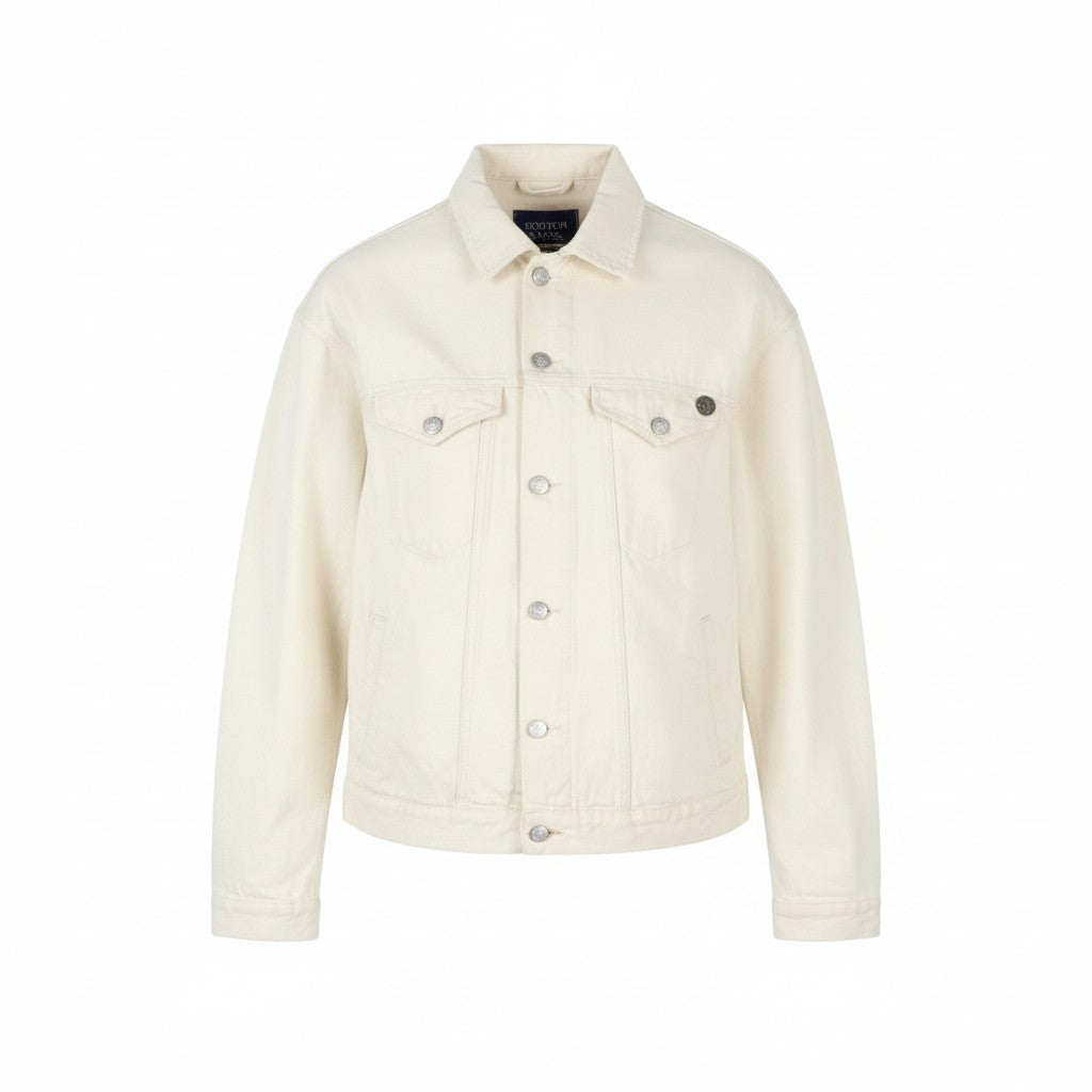 SCOTCH & SODA Highway Of Hope Men Jacket M Beige Button-Up Unlined Spread Denim