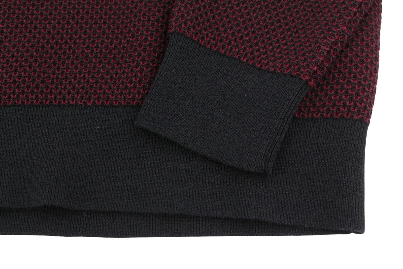 TOMMY HILFIGER 2-Tone Zip Mock Men Jumper S Burgundy Knitted Pull On RRP169